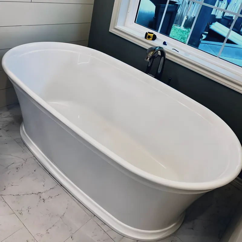 Freestanding tub install, from Glasscock Plumbing Services’s own website.
