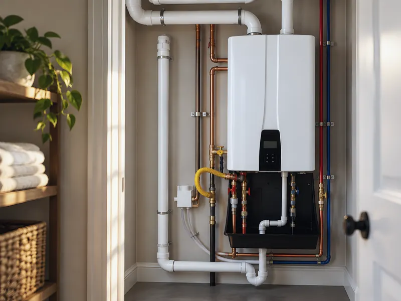 A photograph of its work: an AI-enhanced reconstruction of Mauch Plumbing LLC’s own photograph.